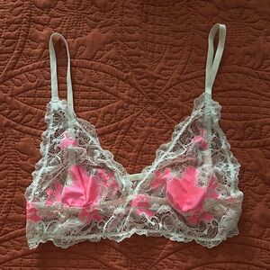 Free People Lace Trim Pink Bralette